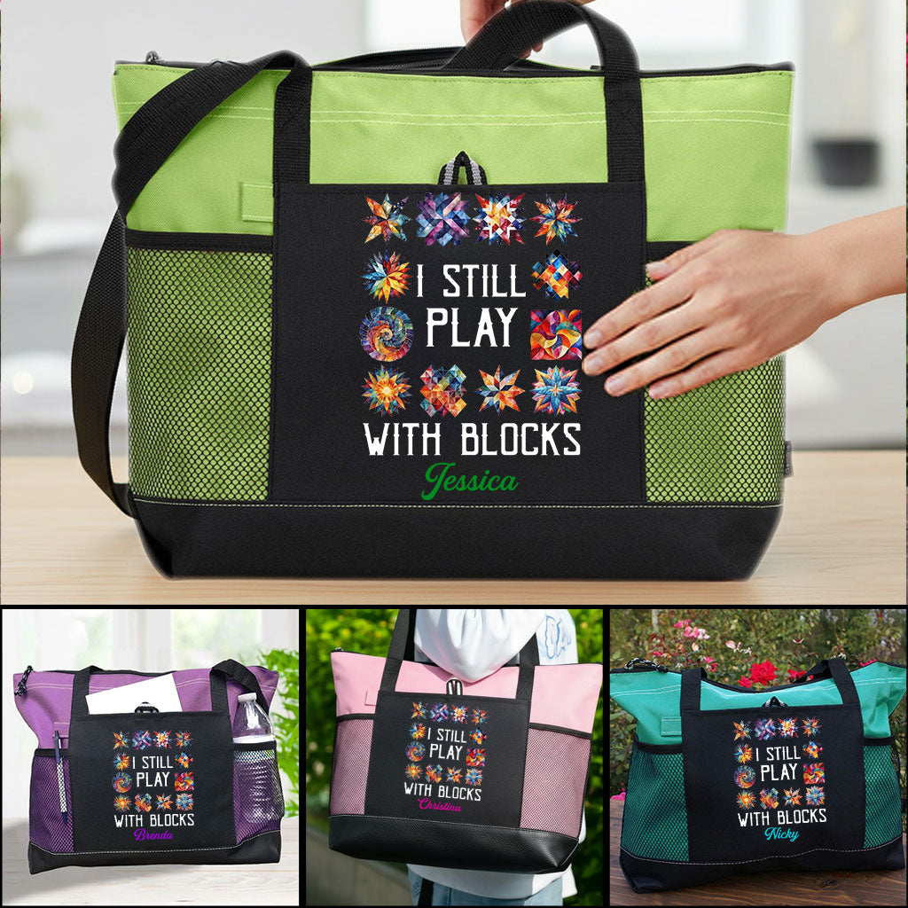 Personalized I Still Play With Blocks Quilting Tote Bag Supler Store