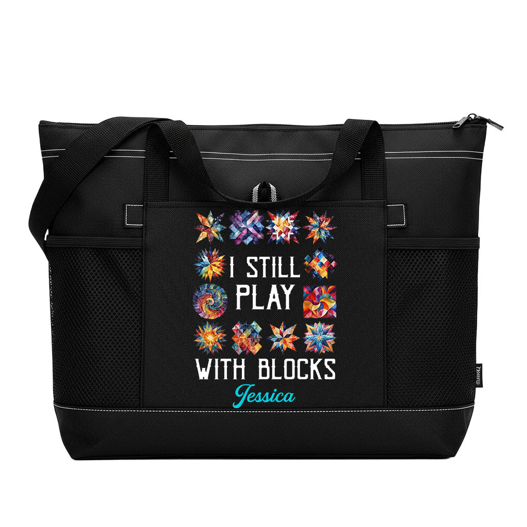 Personalized I Still Play With Blocks Quilting Tote Bag Supler Store