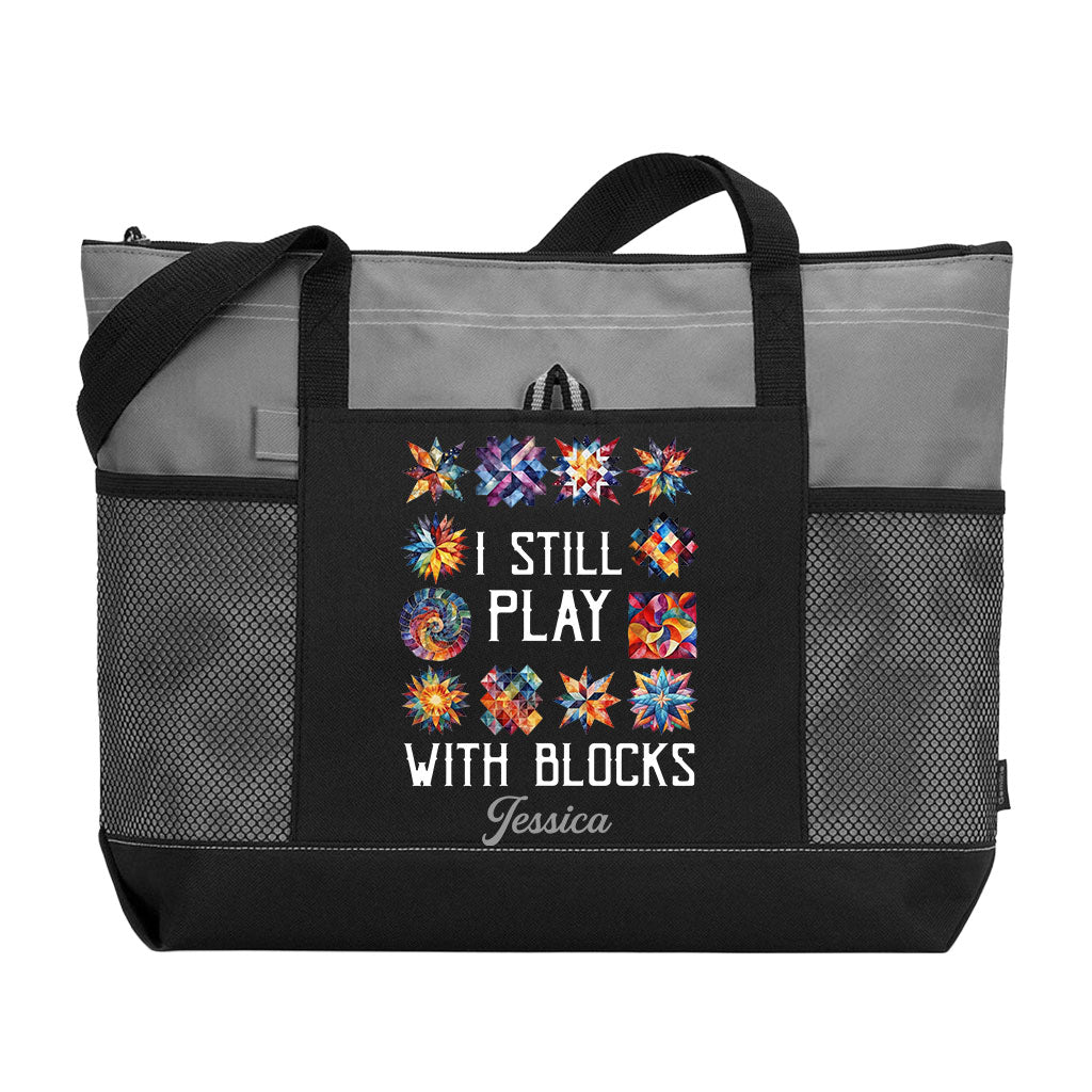 Personalized I Still Play With Blocks Quilting Tote Bag Supler Store