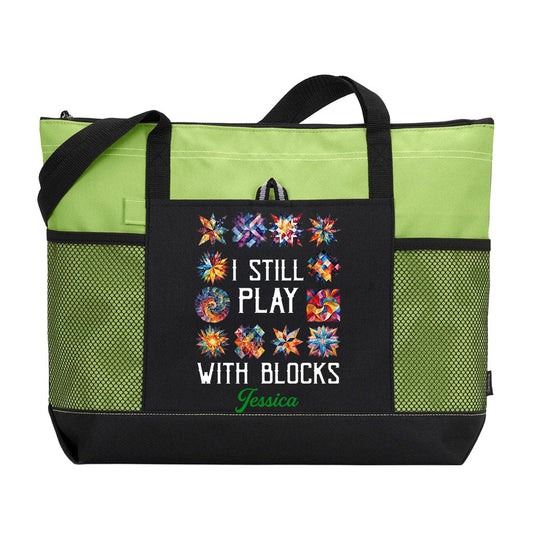 Personalized I Still Play With Blocks Quilting Tote Bag Supler Store
