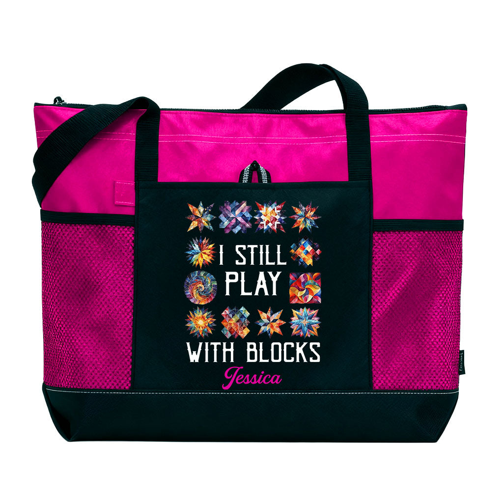 Personalized I Still Play With Blocks Quilting Tote Bag Supler Store