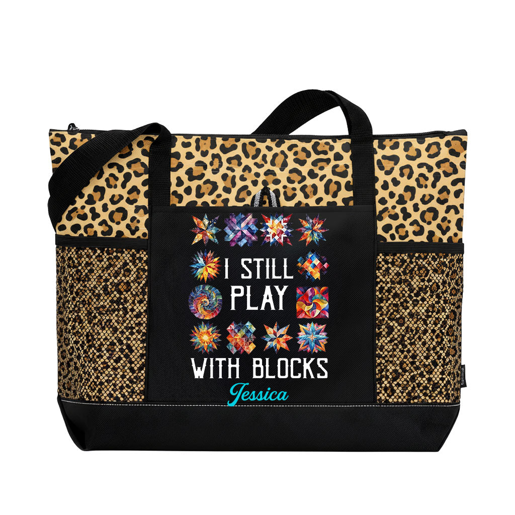 Personalized I Still Play With Blocks Quilting Tote Bag Supler Store