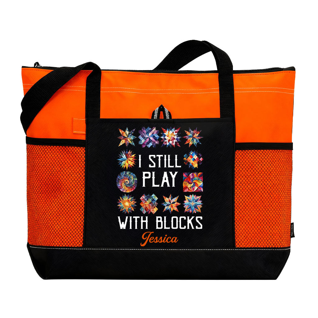 Personalized I Still Play With Blocks Quilting Tote Bag Supler Store