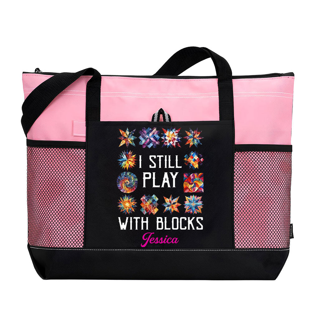 Personalized I Still Play With Blocks Quilting Tote Bag Supler Store