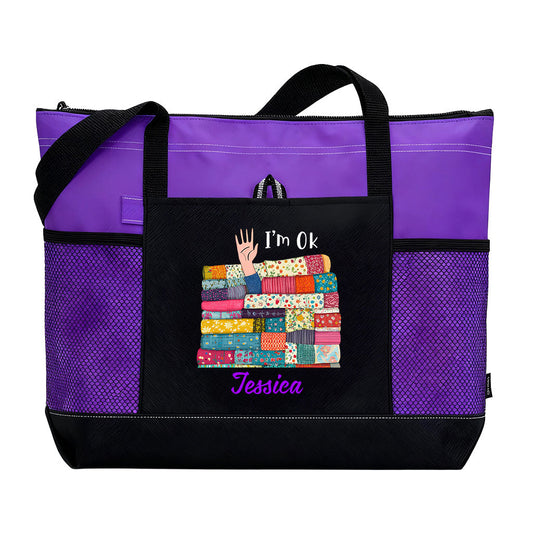 Personalized I'm OK Sewing Lover Tote Bag