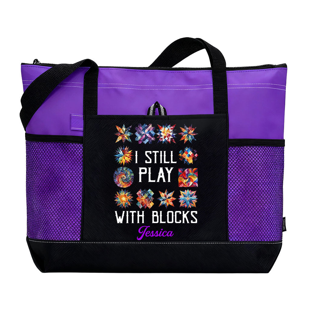 Personalized I Still Play With Blocks Quilting Tote Bag Supler Store