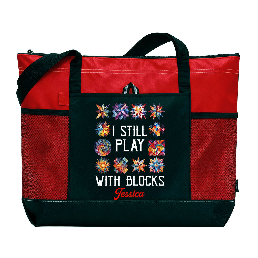 Personalized I Still Play With Blocks Quilting Tote Bag Supler Store