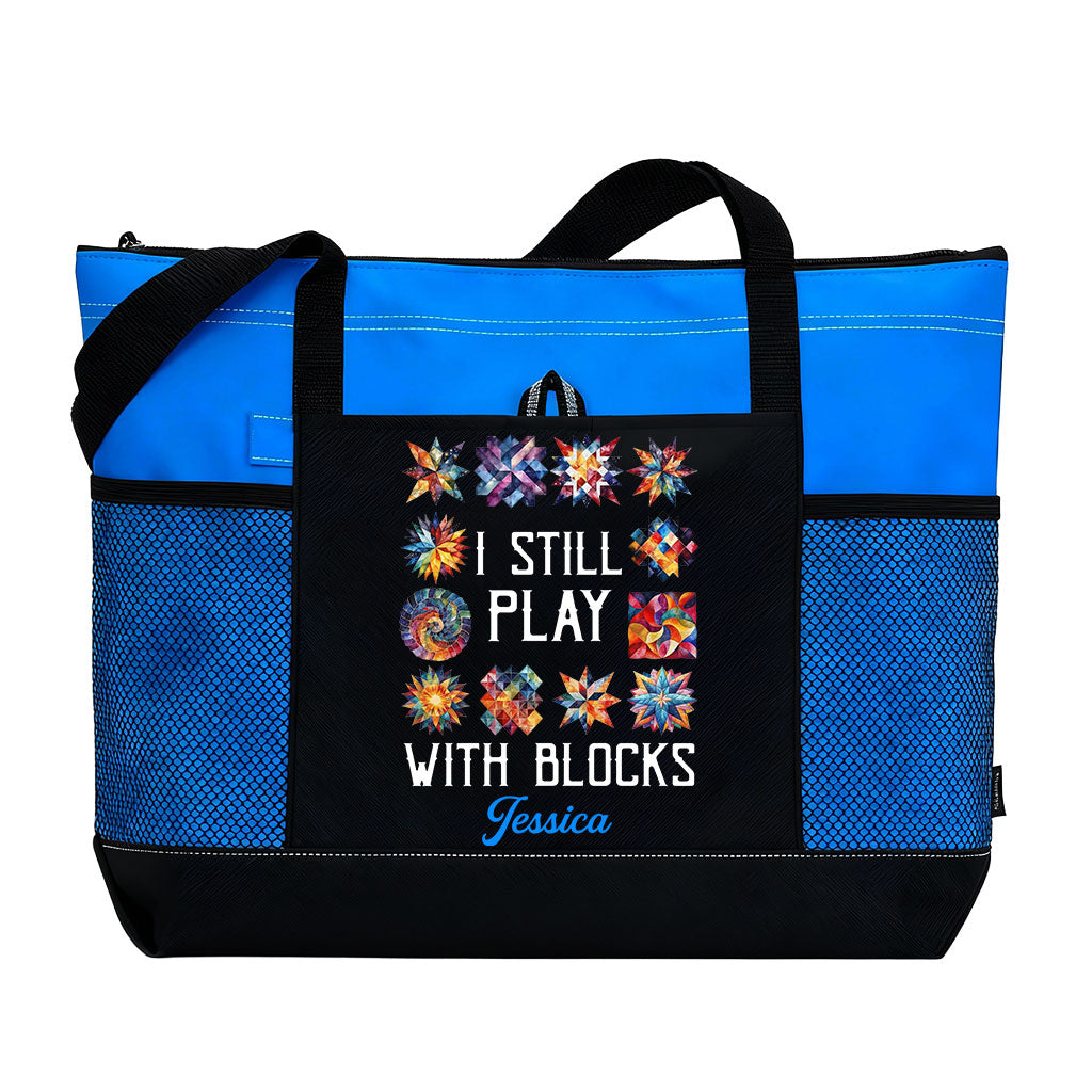 Personalized I Still Play With Blocks Quilting Tote Bag Supler Store