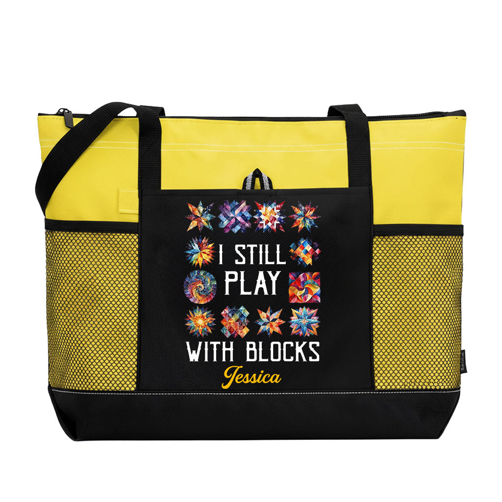 Personalized I Still Play With Blocks Quilting Tote Bag Supler Store